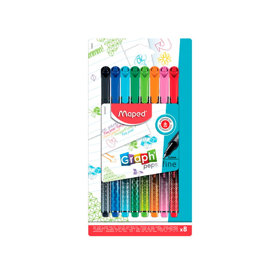 Caneta Fine - Maped - Graph Peps Premium Estojo c/8 Cores