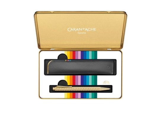 Caneta Esferográfica - Caran d'Ache - Ecridor Chevron Acabamento Ouro