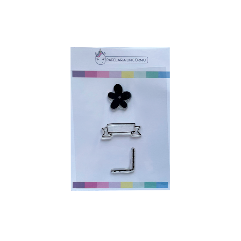Cartela de Carimbos - Papelaria Unicórnio - Flor Modelo 01