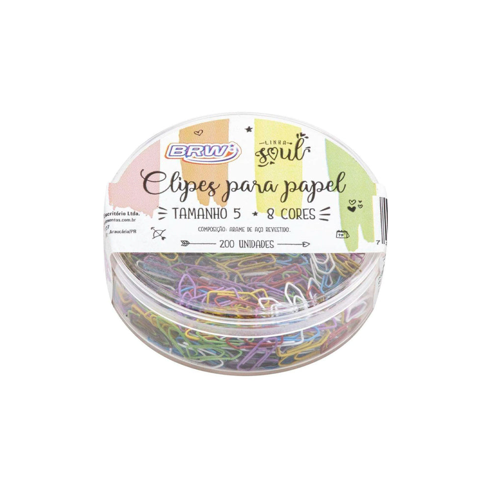 Clipes - BRW - Coloridos 200 Unidades Tamanho 5