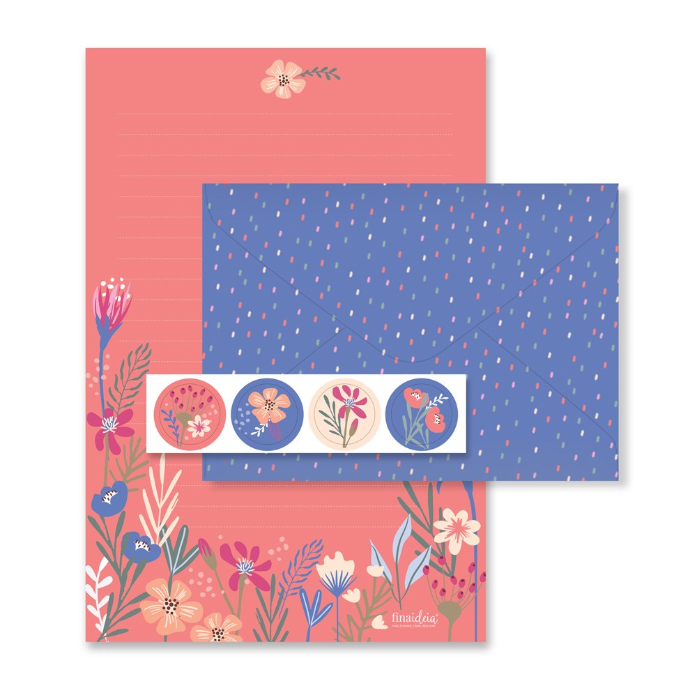 Kit Papel de Carta - Fina Ideia - Primavera