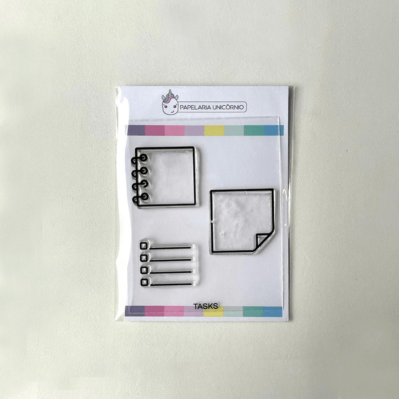 Cartela de Carimbos - Papelaria Unicórnio - Tasks Coleção Groove