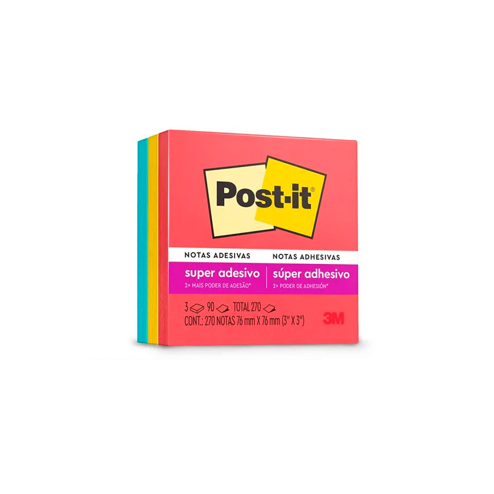 Bloco Adesivo - Post-It 3M - 76x76mm 3 Bl c/ 90 Folhas Coleção Diversão