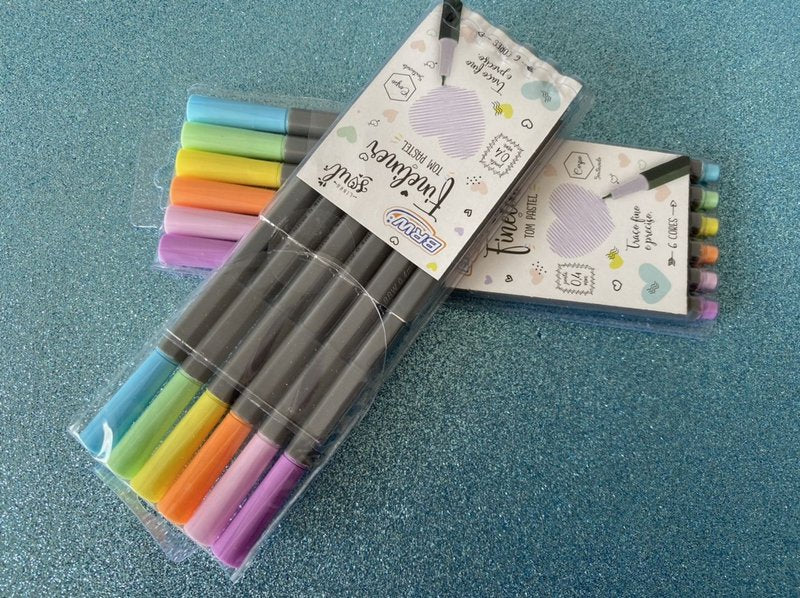 Fineliner BRW - Estojo com 6 cores Pastéis