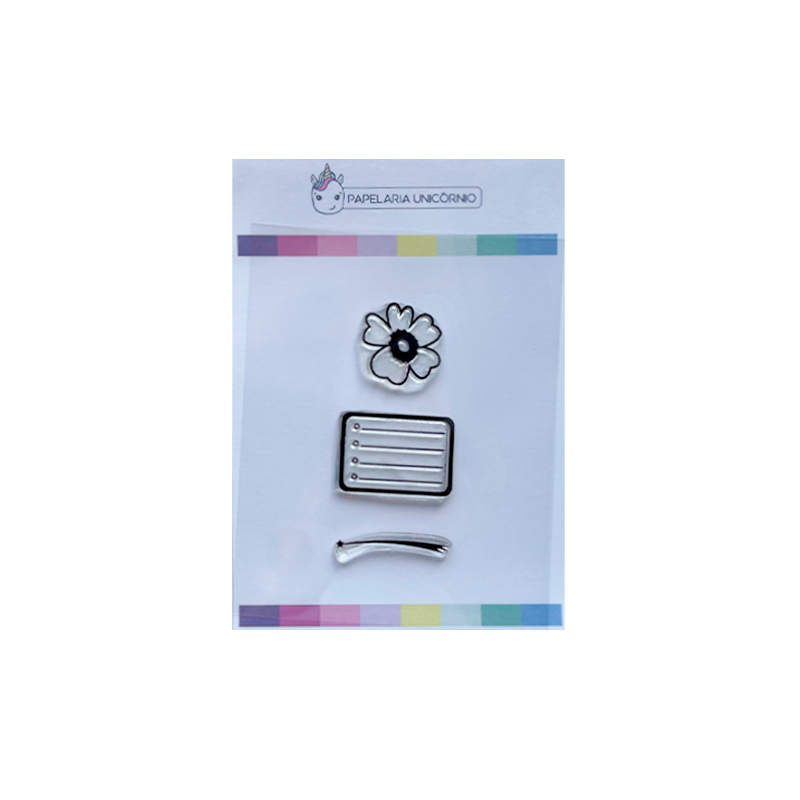 Cartela de Carimbos - Papelaria Unicórnio - Flor Modelo 02