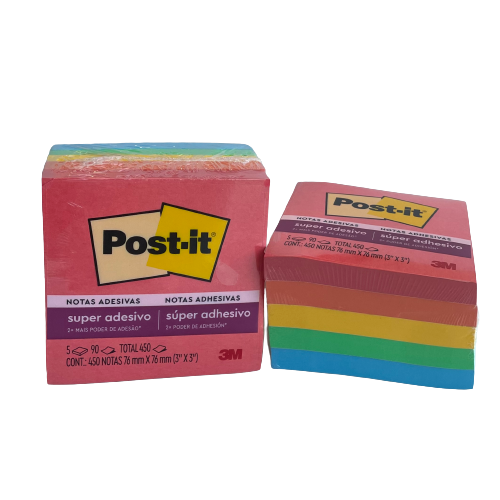 Bloco de Notas Adesivas - Post-it 3M - Coleção Diverso 5 Blocos c/ 90FLS 76 x 76mm