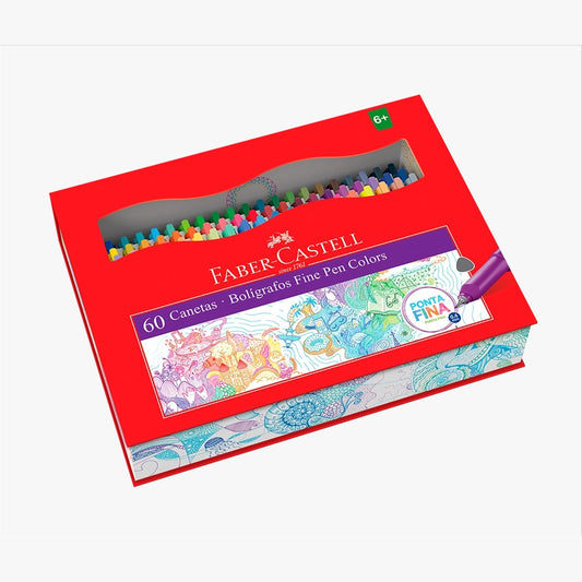 Caneta Fine Pen Colors - Faber-Castell - Estojo com 60 cores