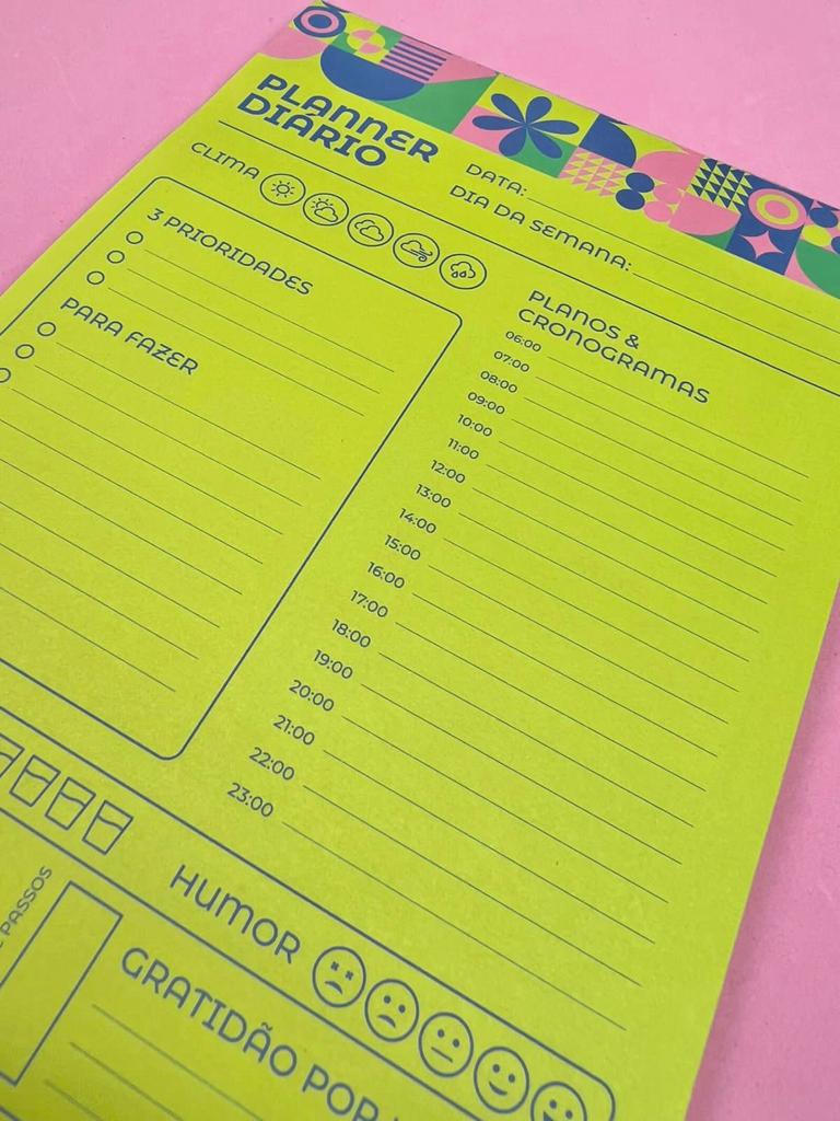 Bloco Planner Diário - Papelaria Unicórnio - Florir 50 Folhas 90 g/m²