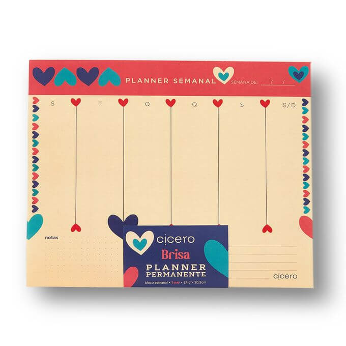 Planner Permanente Bloco Semanal - Cícero - 24,5x20,3cm Brisa Romance