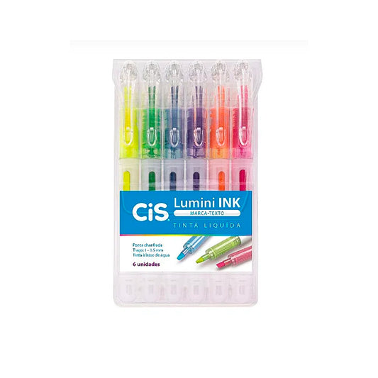 Marca Texto - CIS - Lumini Ink Neon c/ 6 Cores