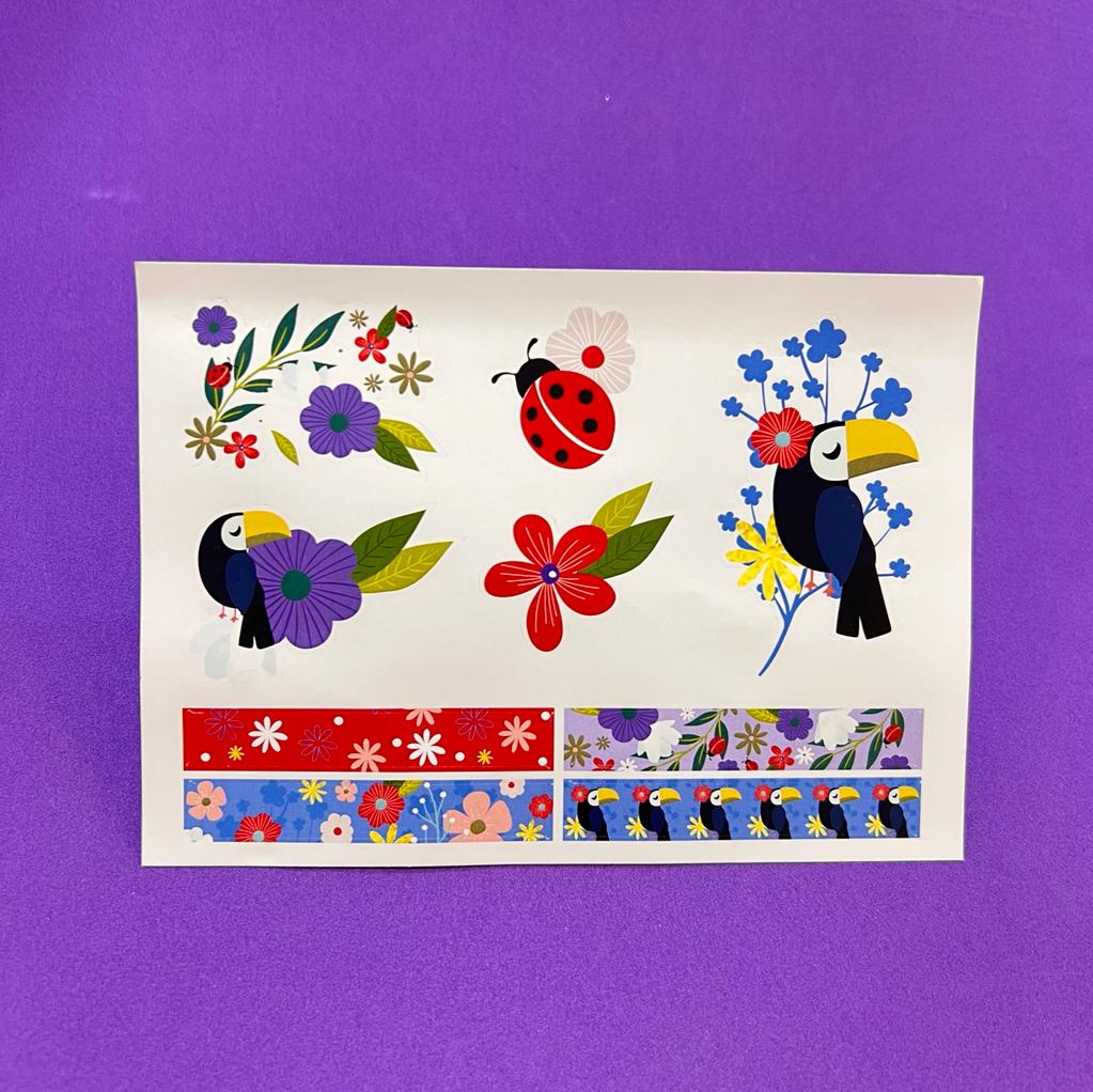 Cartela de Adesivos - Papelaria Unicórnio - Primavera Molin