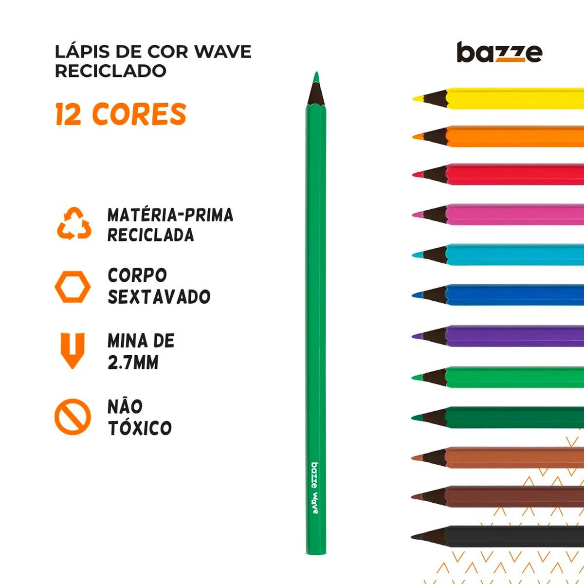 Lápis de Cor - Bazze - Wave Estojo c/ 12 Cores