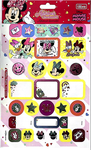 Cartela de Adesivos - Tilibra - Minnie Mouse Duplo Metalizado