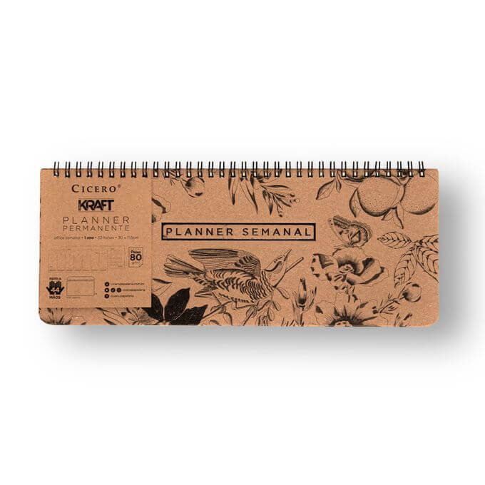 Planner Permanente Office - Cícero - Kraft Semanal 30x11,5 Botânica