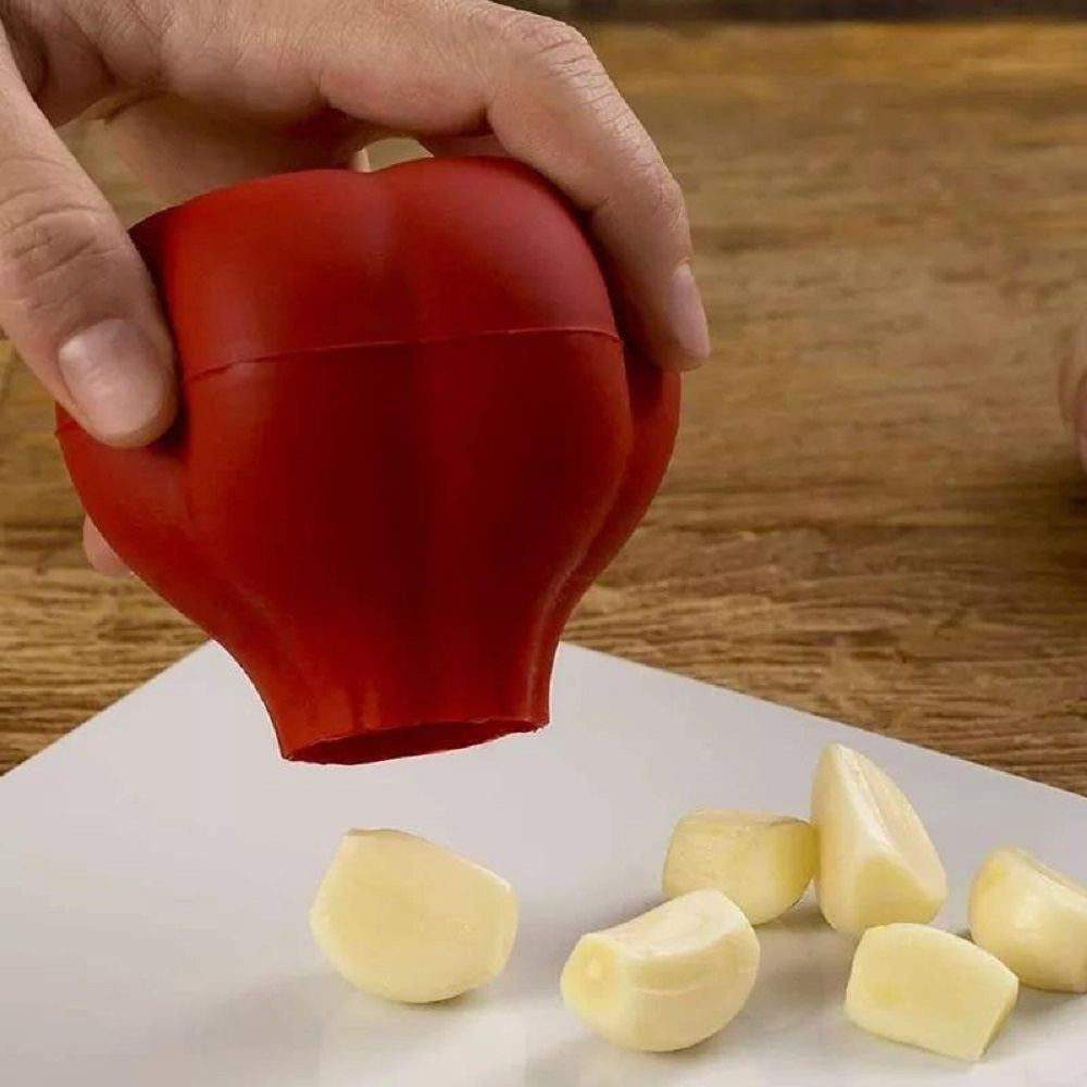 Descascador de Alho em Silicone Vermelho - Prana - verso