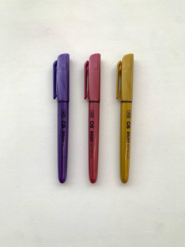 Kit Caneta Brush Metallic - 3 Itens