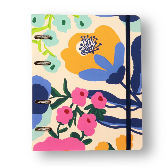 Caderno Criativo Argolado Office Duo - Cícero - Pólen Pautado & Pontado A5 Flores Off White