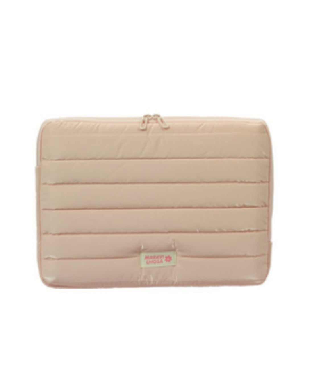 Case para Notebook Florie Puffer acolchoada nas cores rosa, prata e preto