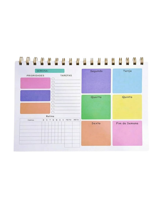 Planner de Mesa Permanente Semanal com 50 folhas e formato horizontal de 200 mm x 240 mm