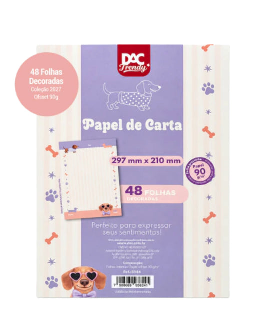 Bloco de Papel de Carta DAC Trendy Sweet Pets com 48 folhas decoradas