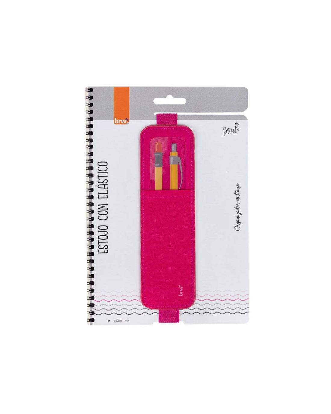 Estojo com Elástico BRW Rosa para cadernos, agendas e planners
