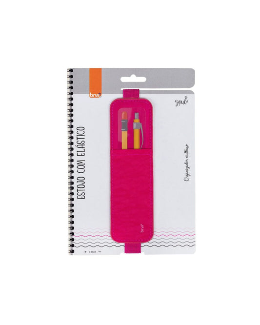 Estojo com Elástico BRW Rosa para cadernos, agendas e planners