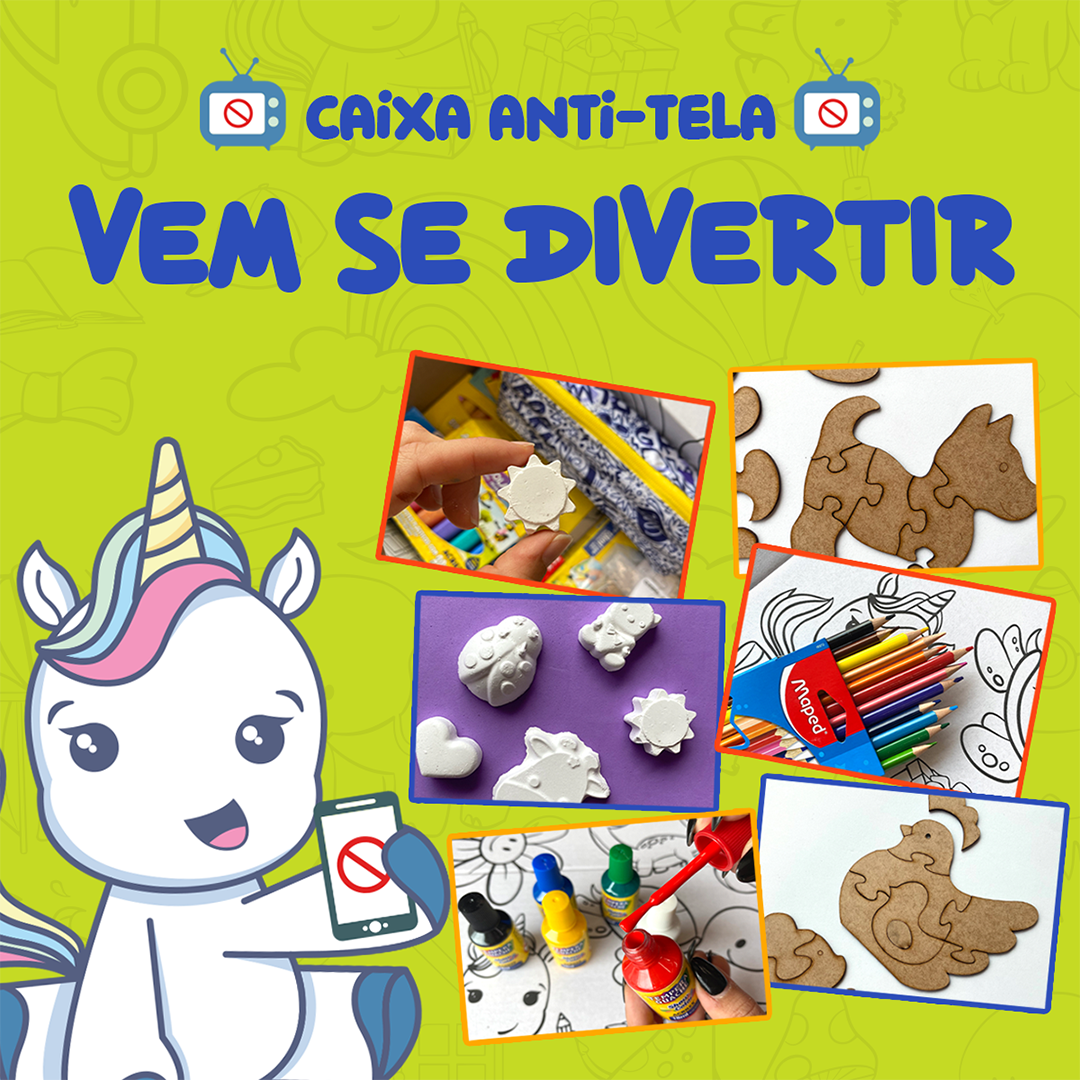 Caixa Colônia de Férias - Papelaria Unicórnio: estimulando a criatividade e o desenvolvimento infantil!