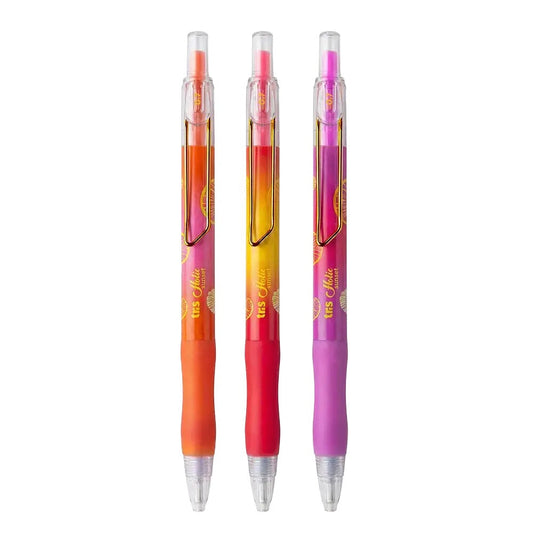 Lapiseira Tris Holic Sunset 0,7 mm com estampa colorida, detalhes dourados e grip emborrachado