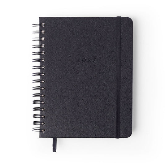 Agenda Planner Wire-o 2027 - Cícero - Clássica Preta - Semanal Notas A5