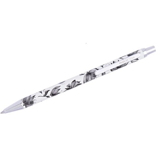 Caneta Esferográfica - Molin - Love Flowers Black and White Slim Metálica