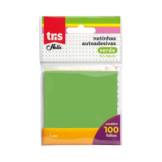 Notas Autoadesivas - Tris - Holic Pop - 76x76mm - Verde Neon - 100 Folhas