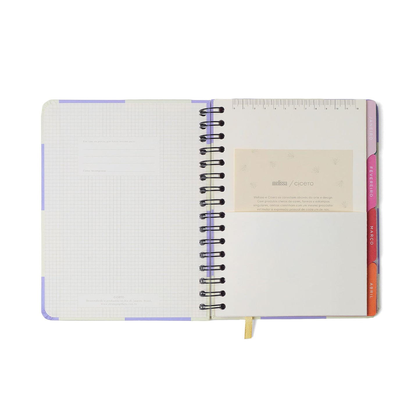 Agenda Planner Wire-o 2027 - Cícero - Melissa Mini Bloomy Chocolate - Semanal Notas A5