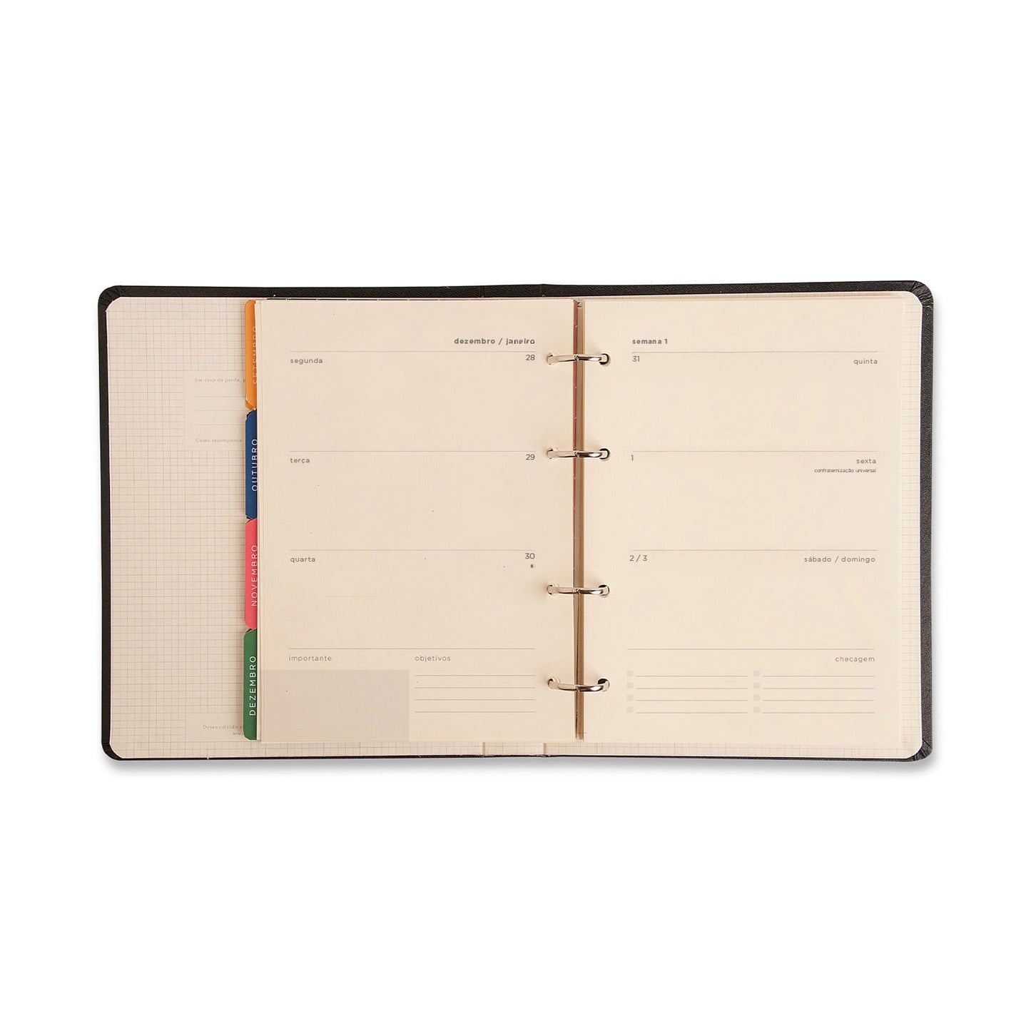 Agenda Planner Argolado 2027 - Cícero - Relicário Realeza Marinho - Semanal Notas A5