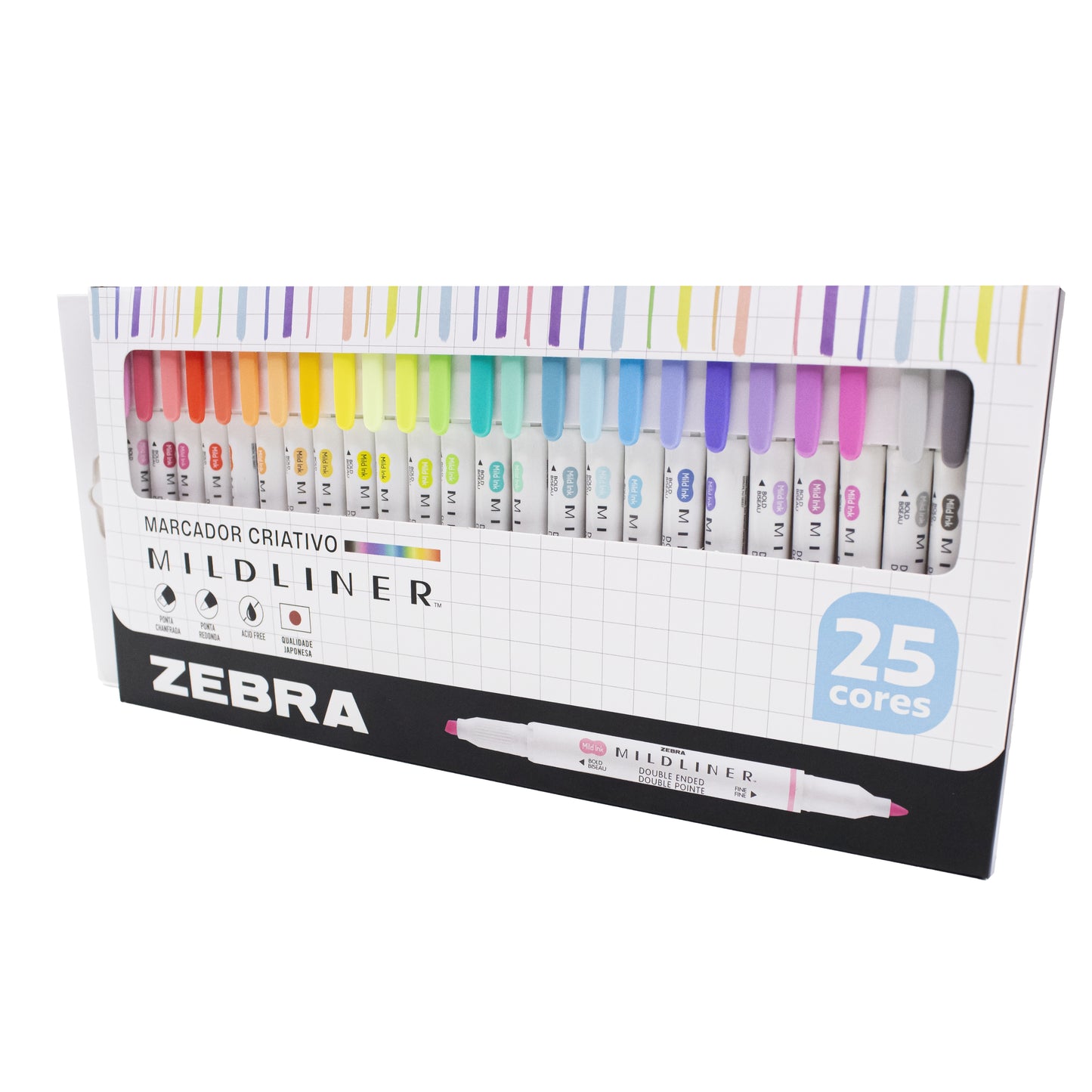 Marca-Texto - Zebra - Ponta Dupla Mildliner 25 Cores