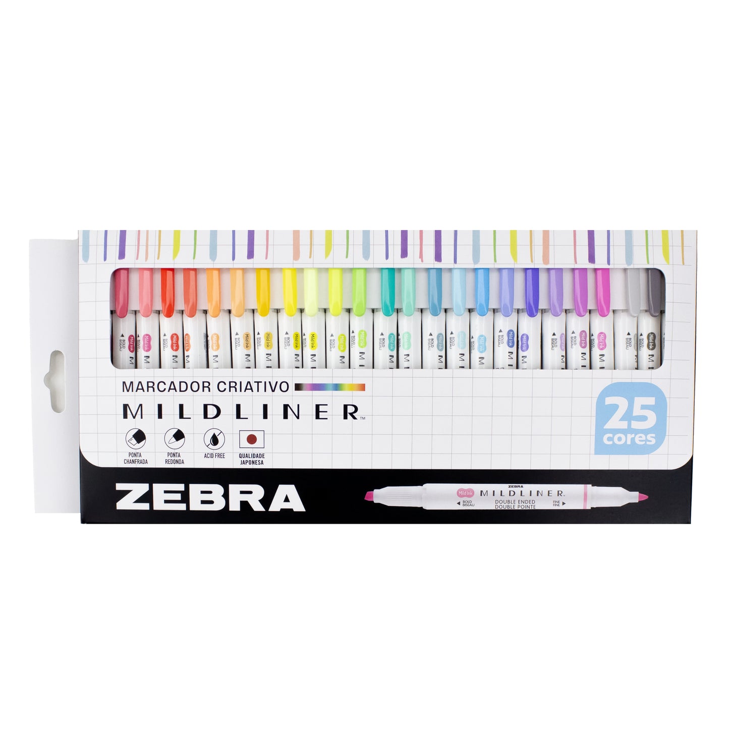 Marca-Texto - Zebra - Ponta Dupla Mildliner 25 Cores