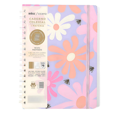 Caderno Colegial - Cicero -  Melissa - Pautado 17x24 - Color Bloomy - 1 Matéria 80 fls