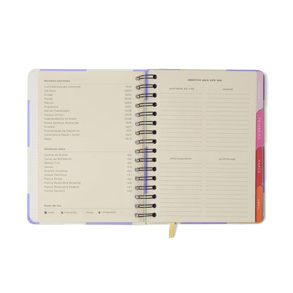 Agenda Planner Wire-o 2027 - Cícero - Melissa Mini Bloomy Chocolate - Semanal Notas A5