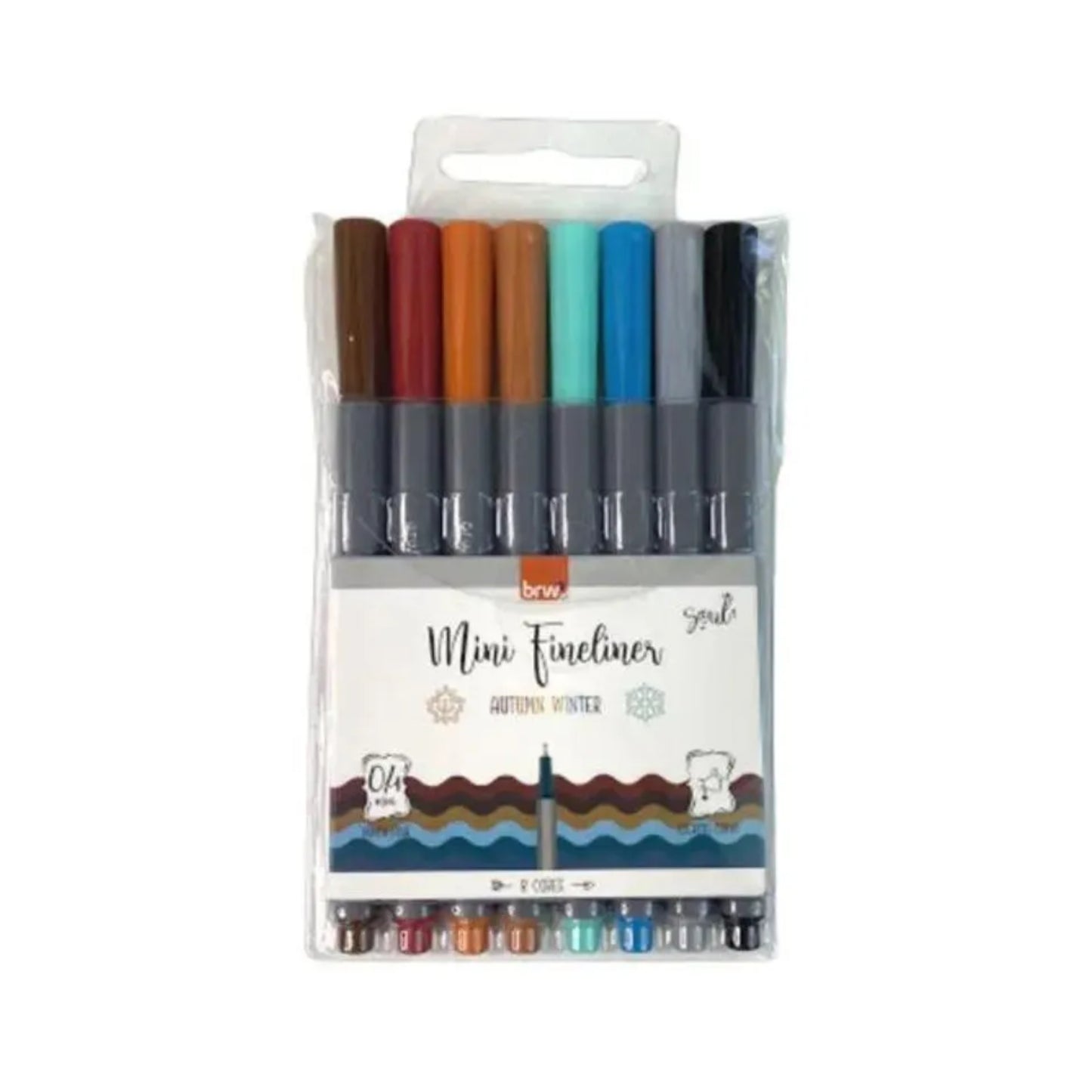 Mini Fineliner -  BRW - Outono Inverno - 0,4mm -  Estojo c/ 8 Cores