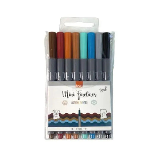 Mini Fineliner -  BRW - Outono Inverno - 0,4mm -  Estojo c/ 8 Cores