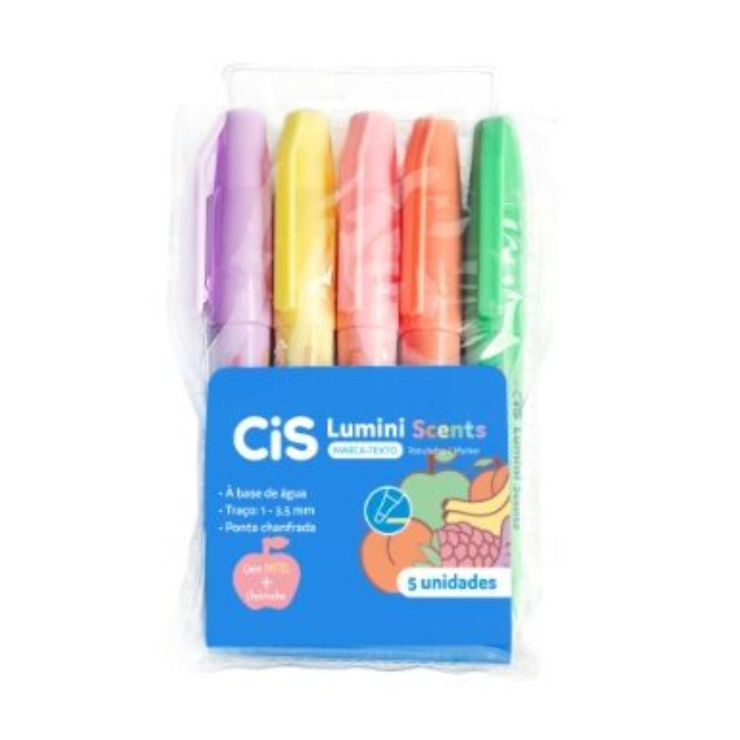 Mini Marca Texto - CIS - Lumini Scents - Pastel - Estojo c/ 5 unidades - c/ Cheirinho
