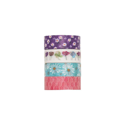 Washi Tape - Plast Cover - Floral Bl c/ 4 Unidades