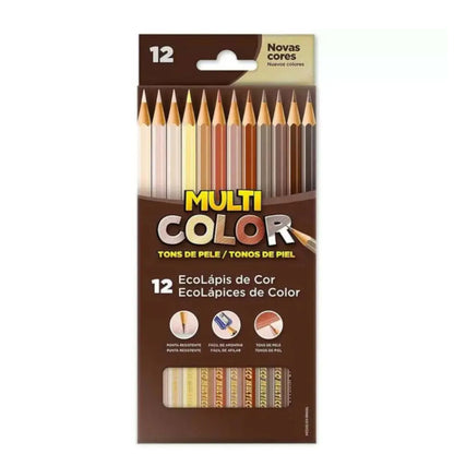 Lápis de Cor - Multi Color - Tons de Pele - 12 Cores