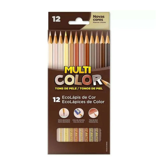 Lápis de Cor - Multi Color - Tons de Pele - 12 Cores