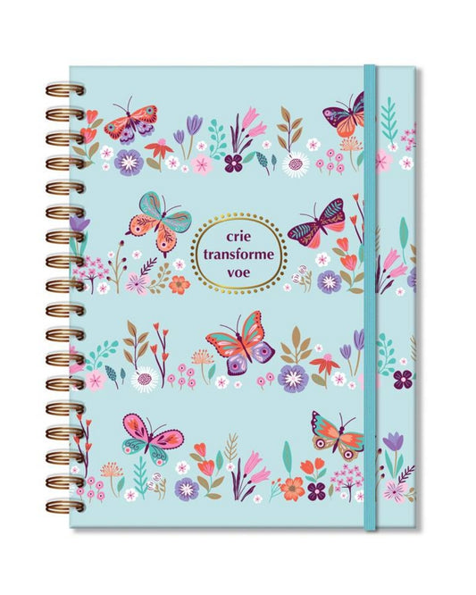 Caderno Colegial - Fina Ideia - Borboletas no Jardim - 173mm X 235mm - 80Fls - frente