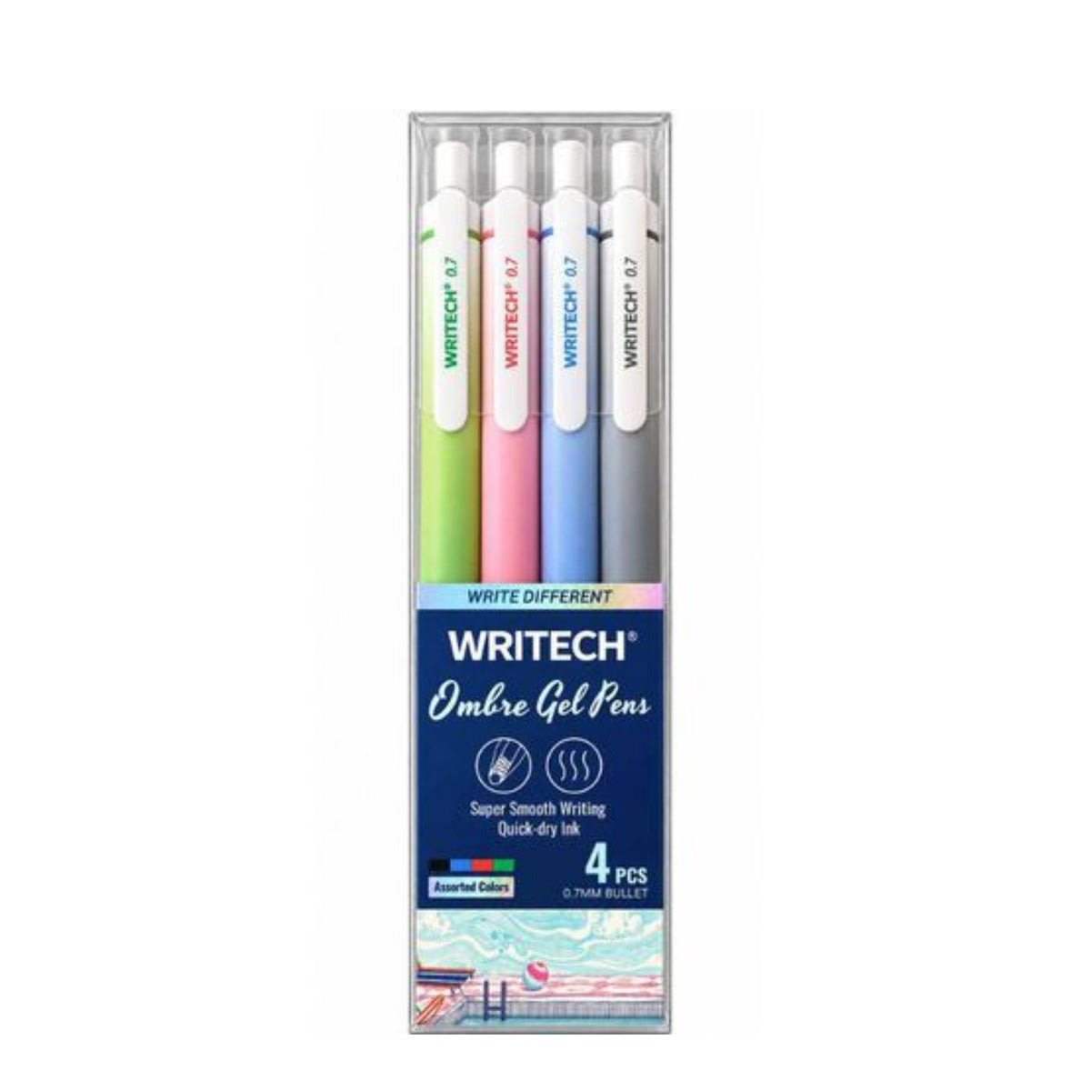 Estojo Caneta Gel Retrátil - Writech - Ombre 0.7mm 4 Cores W-0171M