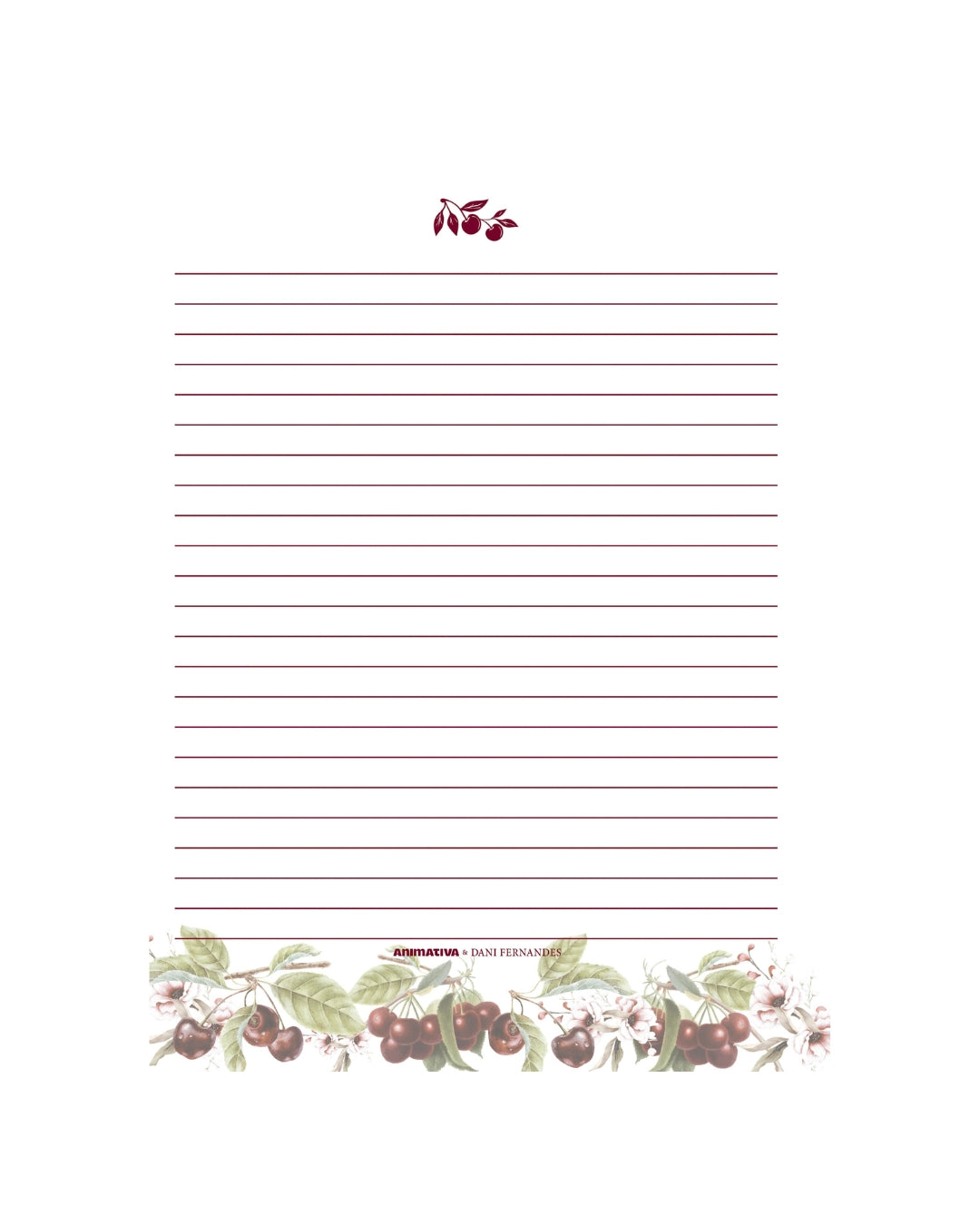 Caderno Colegial - Animativa - Dani Fernandes - Velvet Cherry - 179mm X 241mm - Perfumado - 80Fls
