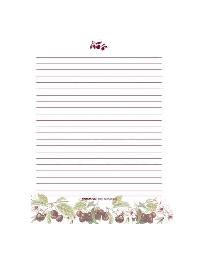 Caderno Colegial - Animativa - Dani Fernandes - Velvet Cherry - 179mm X 241mm - Perfumado - 80Fls