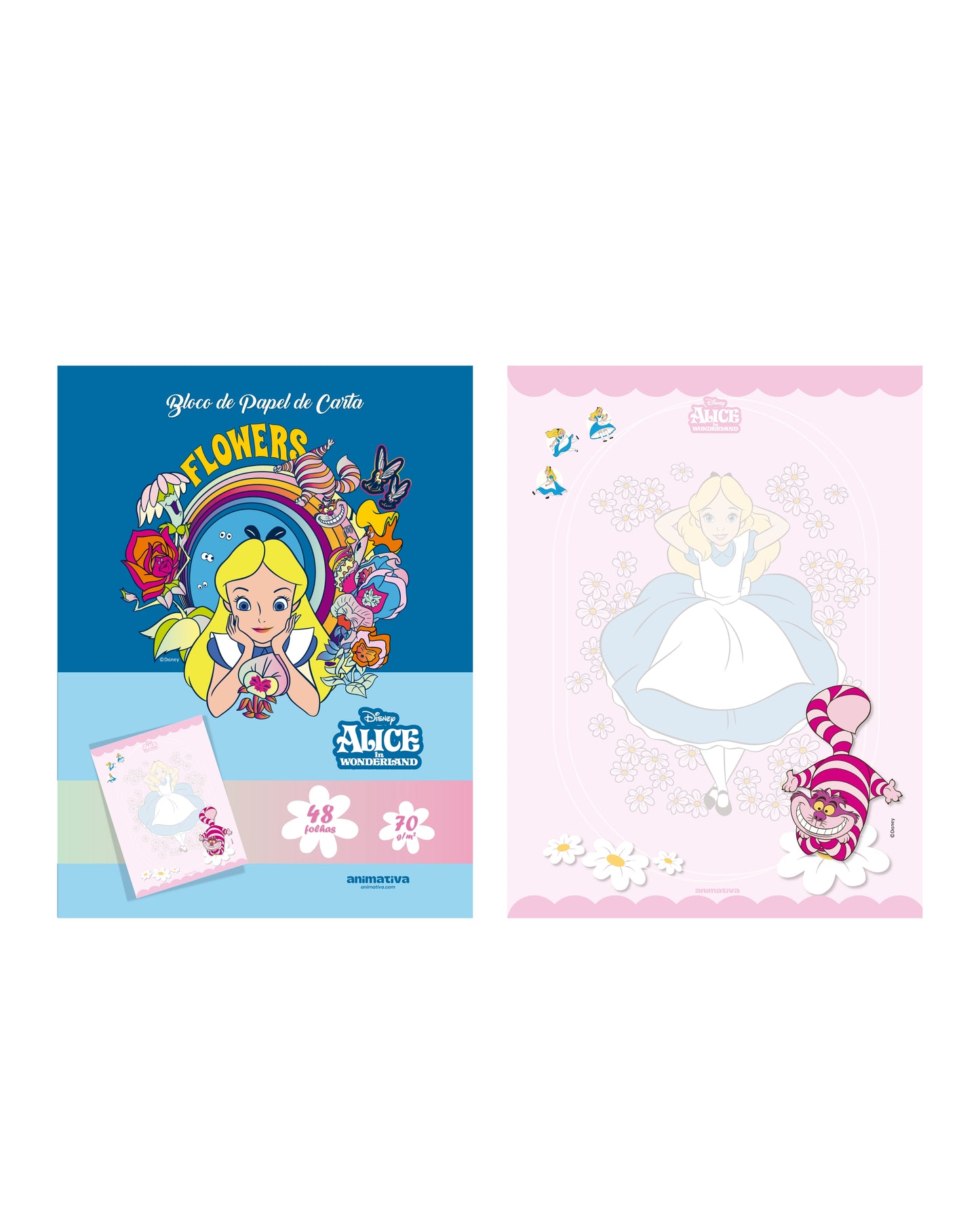 Papel de Carta - Animativa - Alice in Wonderland - NOVA COLEÇÃO - 48Fls