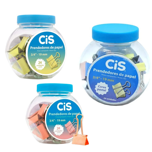 Binder Clipes - CIS - Prendedor de Papel - Metálicos e Pastel