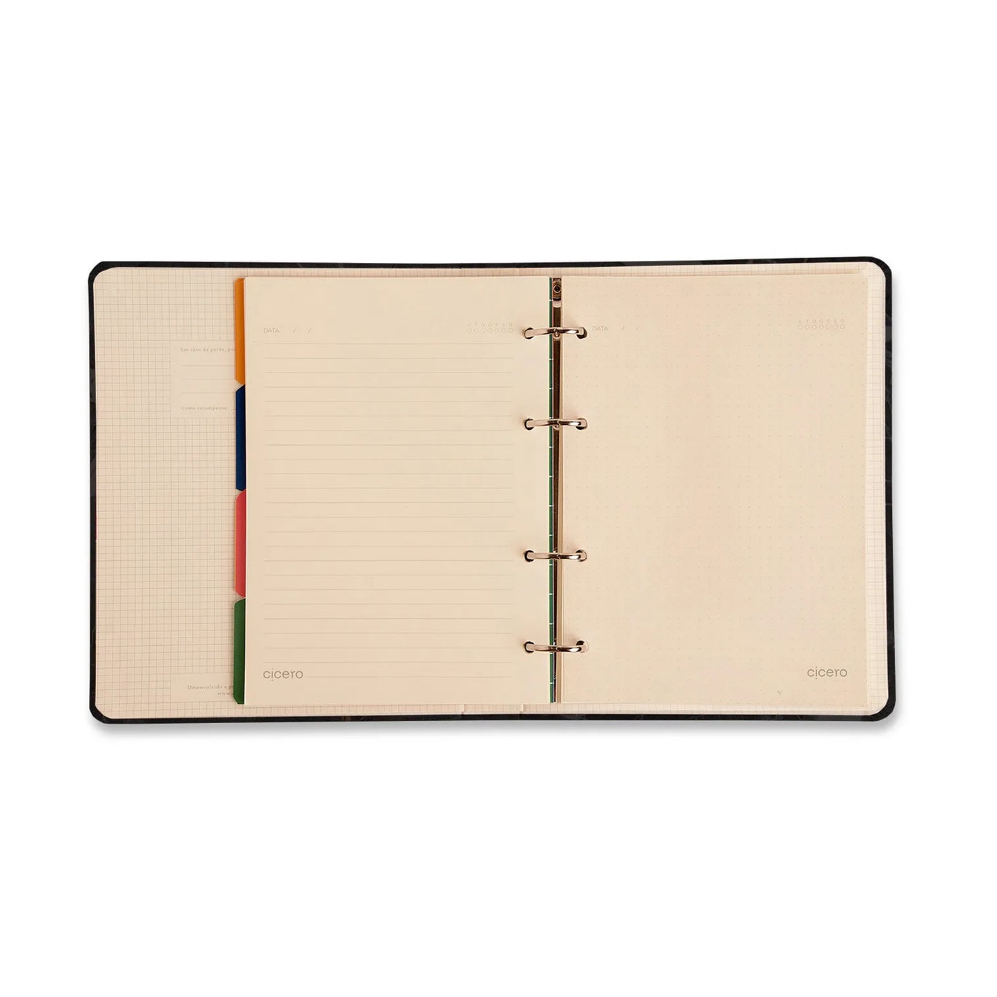 Caderno Criativo Argolado - Cícero -  Office Duo -  Frutare - Pautado & Pontado - A5 - Pomelo - lateral